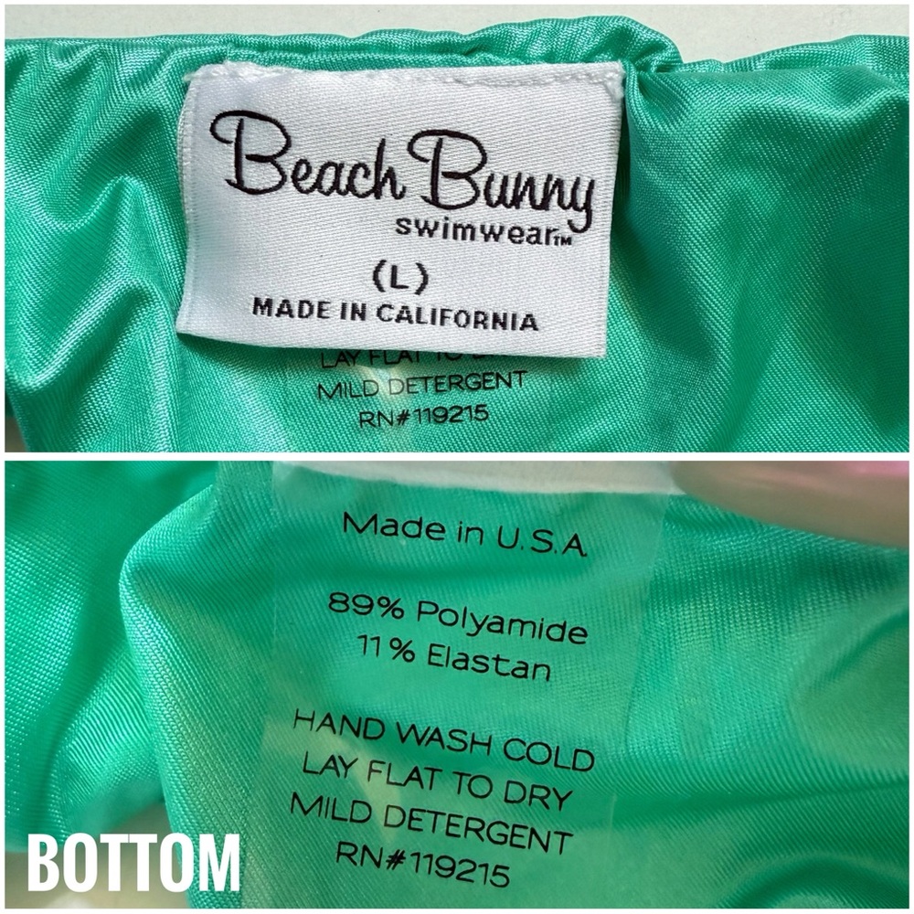 BEACH BUNNY TRAL GREEN SHOW & TELL CRYSTAL RHINESTONE RING STRAPLESS BIKINI SET - Picture 8 of 11